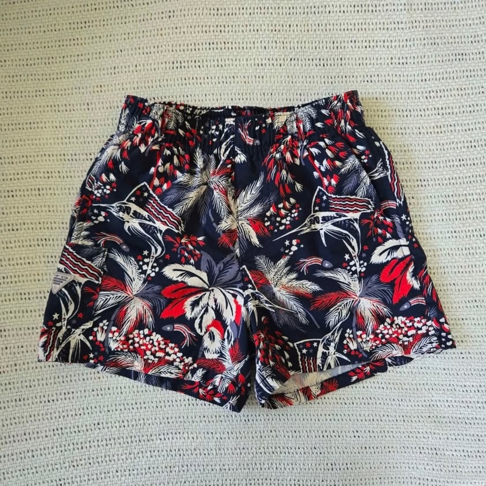 Tropical Print Shorts in Red and Blue